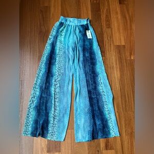 Shore Blue Snake Print Wide-Leg Pants Size XS